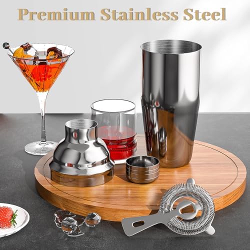 Vabaso 20PCS Bartender Kit with Stand, Cocktail Shaker Set for Home