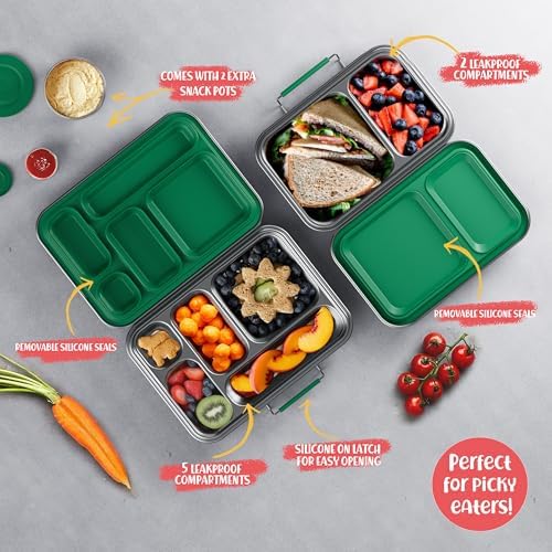 AOHEA Stainless Steel Lunch Box for Kids, Leak Proof Bento Lunch Box
