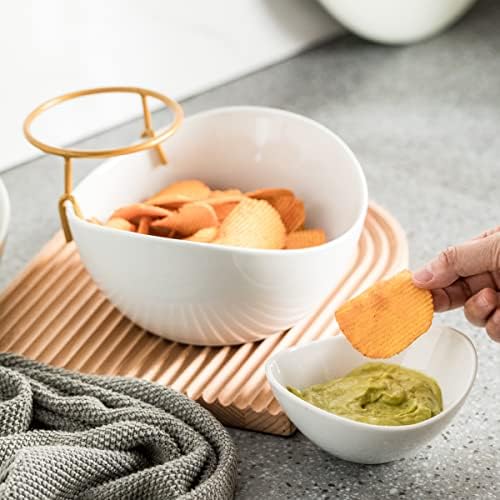 YHOSSEUN Chip and Dip Serving Set 2 Tiered Chip Dip Bowls with Metal