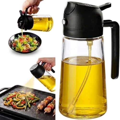 16oz Glass Olive Oil Sprayer for Cooking, Black