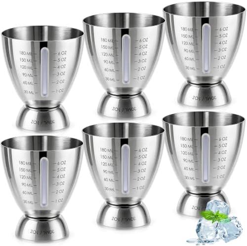 1 oz 6 oz 6 Set Bell Jigger 304 Stainless Steel Cocktail Measuring