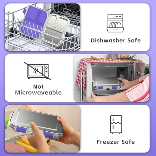 BOSEDSANG Stainless Steel Kids Leak-Resistant Bento Lunch Box