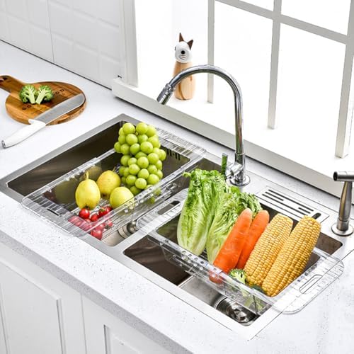 Abaodam Expandable over Sink Colander Basket, Kitchen Drain Strainer