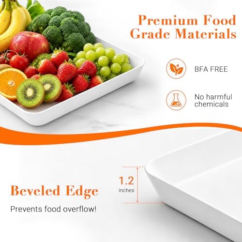 WOWBOX 4-Pack Reusable Plastic Serving Trays for Snacks, Fruit and