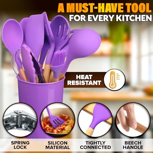 12 Pcs Purple Kitchen Accessories Set with Holder