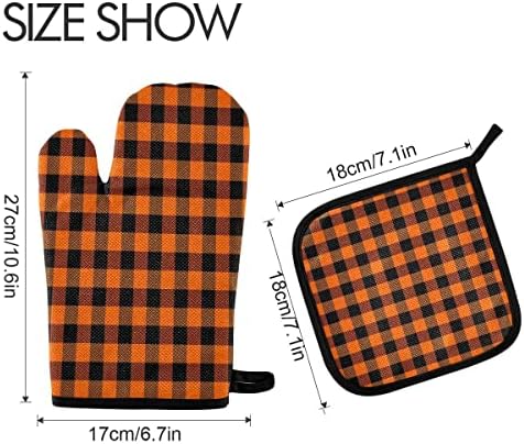 Oven Mitts Quilted Cotton Lining Buffalo Plaid Potholders BBQ