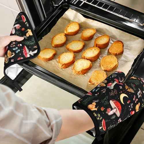Mushroom Oven Mitts and Pot Holders Sets Cute Oven Gloves Heat