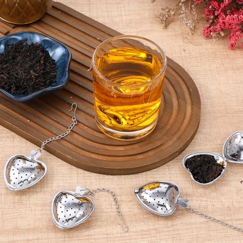 50 Pcs Stainless Steel Heart Shaped Tea Infuser, Loose Leaf Steeper