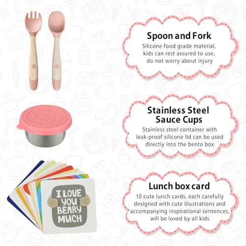 wiwens Bento Lunch Box for Kids with 12oz Soup Thermo Leak-Proof Lunch
