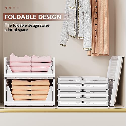 4 Pack Folding Closet Organizers Storage Box, Stackable Storage Bins