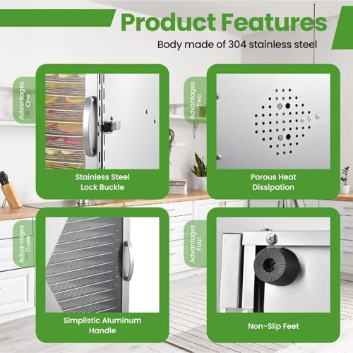 Touchscreen Food Dehydrator with 18 Stainless Steel Trays