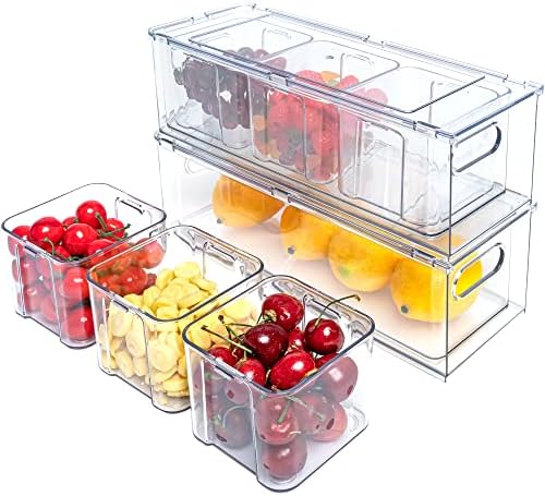 3 Pack Fridge Organizer Drawer Divider Bins
