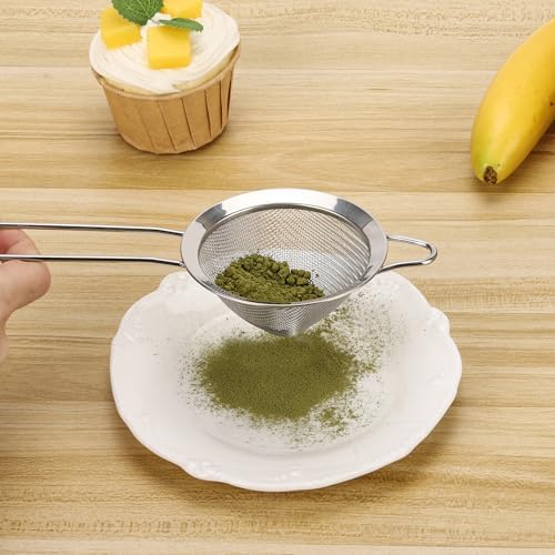 3 Pack Fine Mesh Strainer 304 Stainless Steel Small Sieve Sifter for