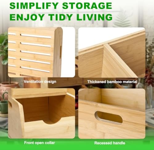 Bamboo Pantry Storage Bins,Stackable Potato & Onion Storage