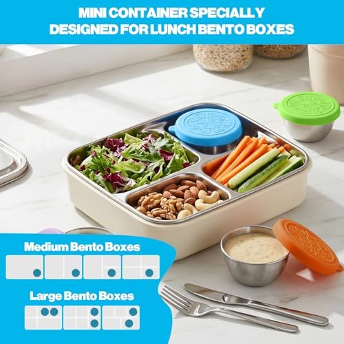 6 Pack 2.4oz Leakproof Salad Dressing Containers for Lunch Boxes
