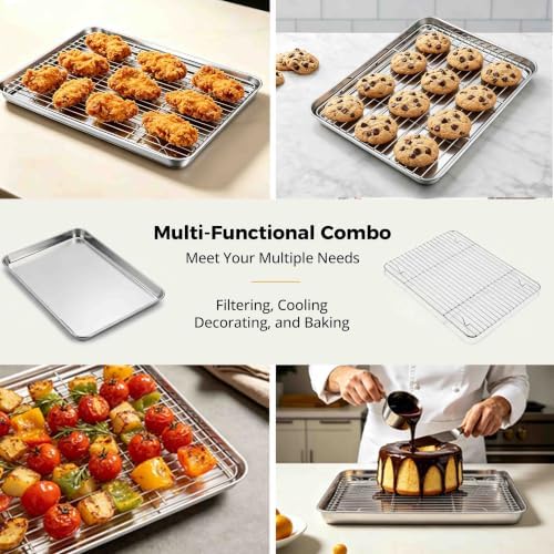Onader 9x13IN Stainless Steel Quarter Cookie Sheet Pan with Wire Rack