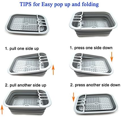 SAMMART Collapsible Dish Drainer with Drainer Board - Foldable Drying