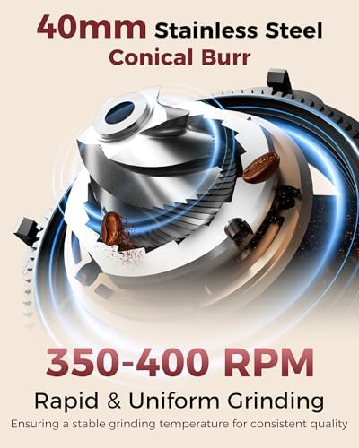 Tuni G2 Conical Burr Coffee Grinder, 70 Settings, Stainless Steel