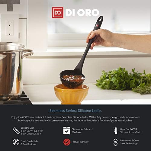 DI ORO 3-Piece Silicone Spoon and Ladle Set
