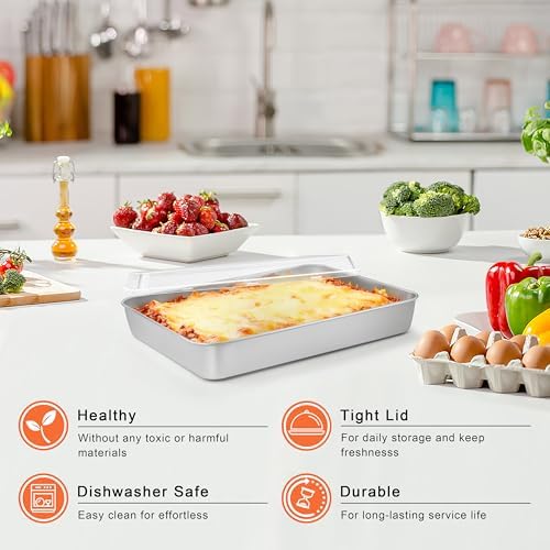 Herogo Baking Pan with Lid (2 Pans + 2 Lids), 8 x 10 Inch Rectangle