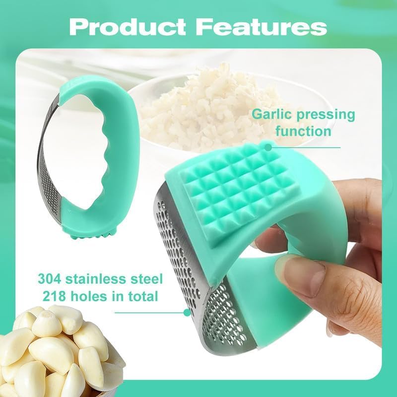 Garlic Press Rocker with Peeler, Stainless Steel