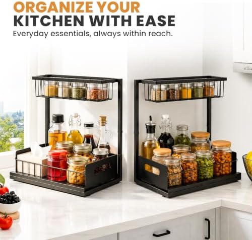 Under Sink Organizer 2 Pack, Slide Out Kitchen Cabinet Organizer.