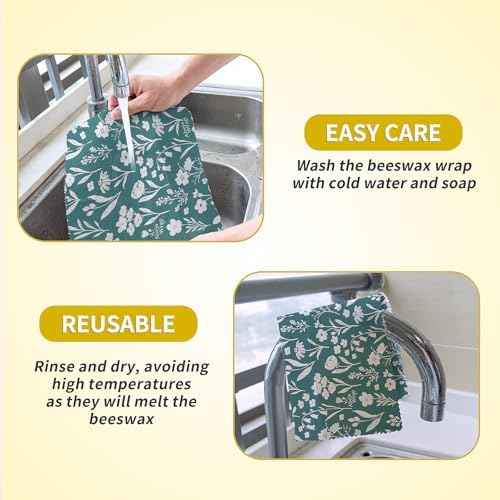 9-Pack Beeswax Food Wraps, 5S 3M, 1L
