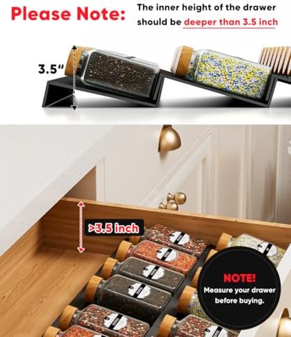 Spice Drawer Organizer, Spice Rack Tray for Kitchen Cabinet
