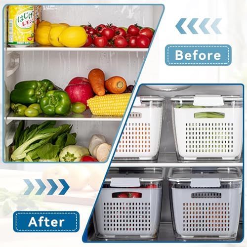 Cyrank Lettuce Keeper for Fridge, Produce Saver Container with Drain