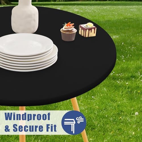 Moosfor 2 Pack Spandex Round Tablecloth, Fitted Table Cloth for 45-56