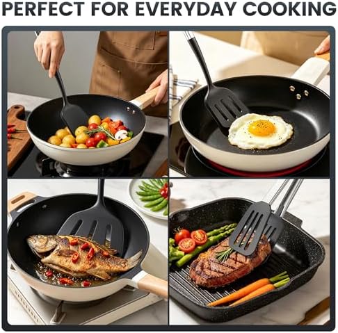 Silicone Spatula Set, 4-Piece, 12" Grill Tongs