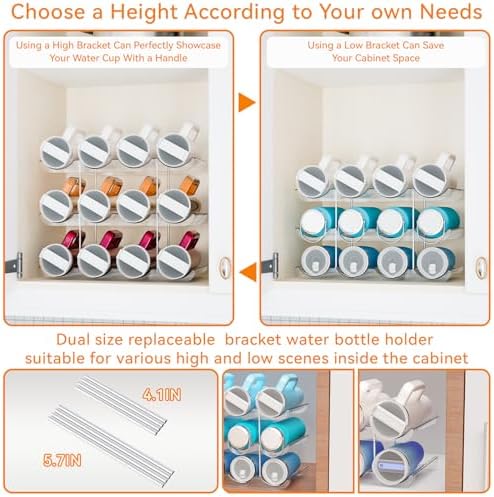 Yieach 3 Tier Stackable Water Bottle Organizer for Cabinets 40 oz