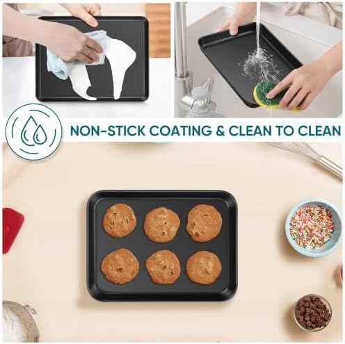 E-far Baking Sheet Set of 2, 10.5" x 8" x 1" Cookie Sheet Pan for