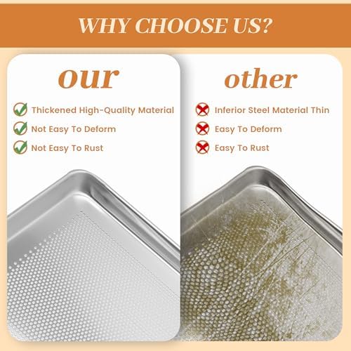 6 Pack Perforated Half Size Aluminum Baking Sheet Pans, 18"x13"