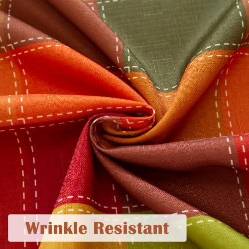 Honellaty Fall Plaid Tablecloth for Rectangular Tables, 60 x 84 Inch
