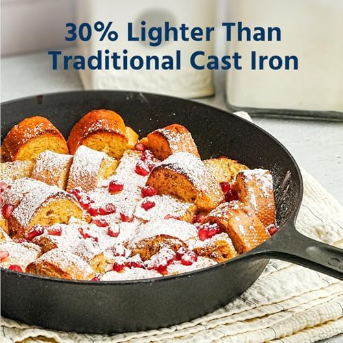 COOKLIFE 10 Inch Pre-seasoned Polished Cast Iron Skillet + 5.5 QT