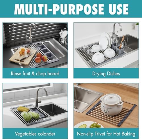 HavenityTM Expandable Roll Up Dish Drying Rack for Small Sinks
