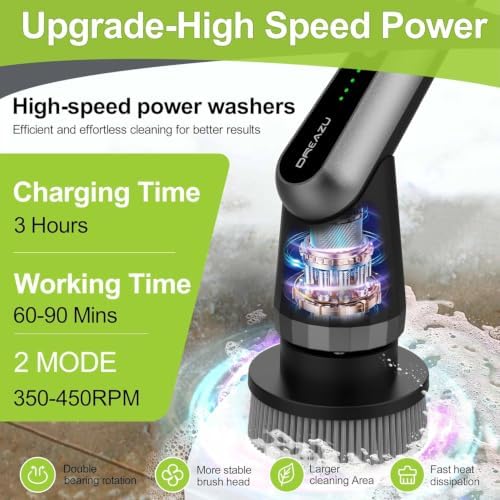 Dreazu Pro Electric Spin Scrubber with Retractable Handle