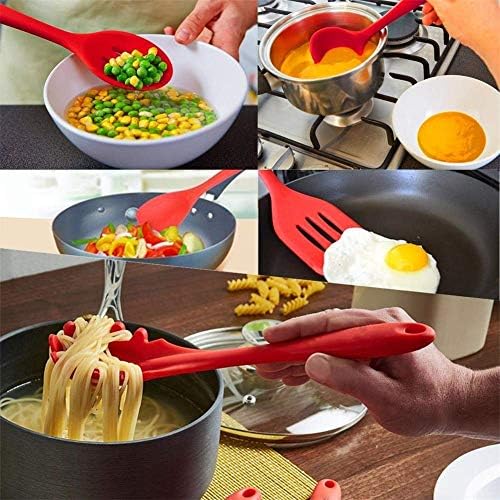 EastDeals Silicone Kitchen Utensils Set, 10 Piece, Red