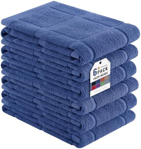 Homaxy 100% Cotton Kitchen Towels 18"x28", 6 Pack Dish Towels, Navy