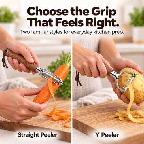 Vegetable Peeler Set, Stainless Steel Y and Straight Peelers, 2-Piece