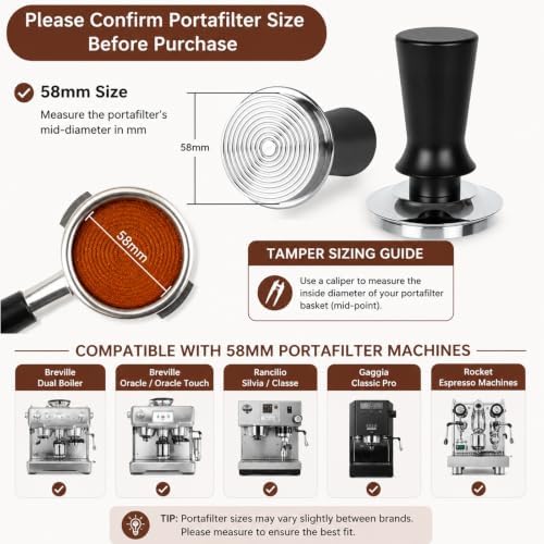 58mm Espresso Tool Kit, Espresso Tamper, Distributor, Funnel, Puck