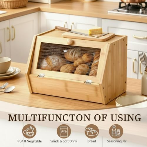 Thyle Bamboo Pantry Organizer and Containers Potato and Onion Storage