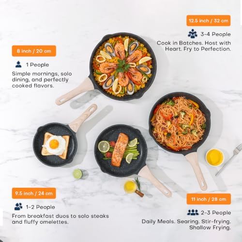 Kordisen Nonstick Frying Pan Skillet Set with Lid (8/9.5/11 Inch)