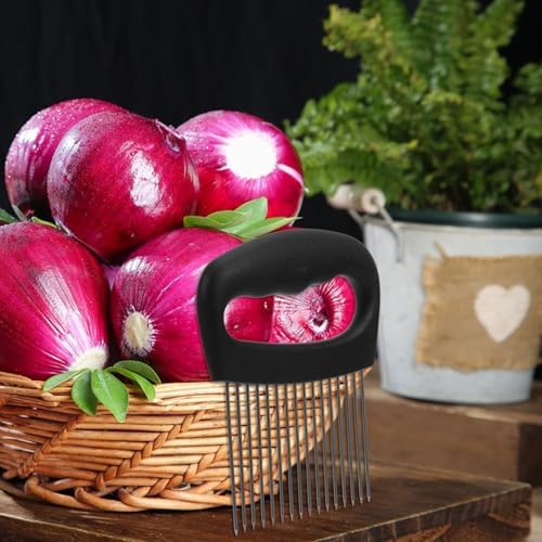 Stainless Steel Onion Holder for Slicing, Vegetable Egg Chopper