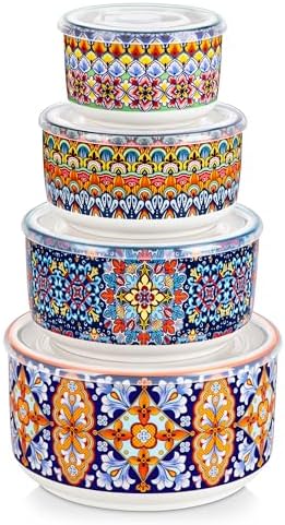 vancasso SIMI Serving Bowls with Lids, Ceramic Mixing Bowls Set of 4