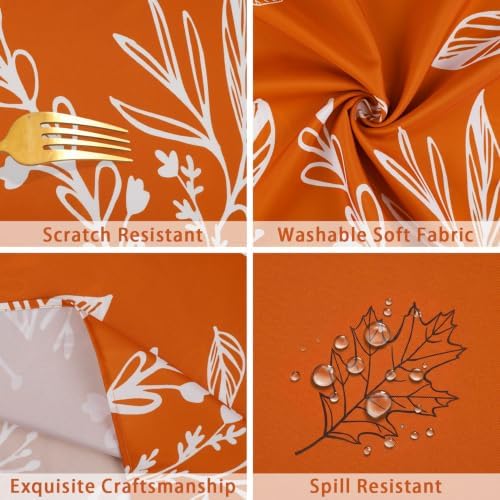 Orange Fall Tablecloth Oval 52x70 Inch, Stain Resistant Washable