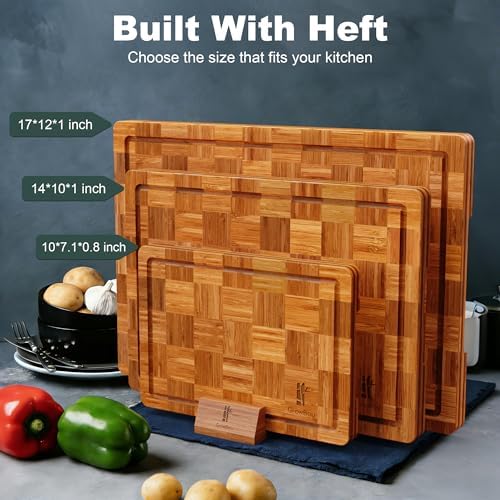 Extra Large Bamboo Cutting Boards, 3-Pack Heavy Duty Bamboo Cutting