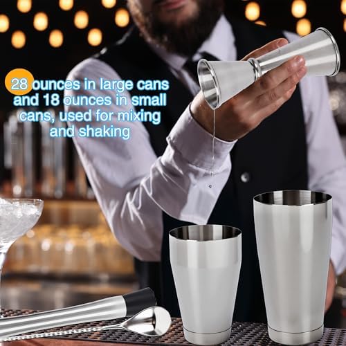 24 Pcs Shaker Set Stainless Steel Cocktail Drink 18 oz&28 oz Shaker