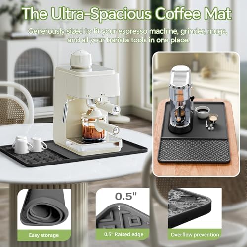 Silicone Coffee Mat with Raised Edges 24" x 16" – Waterproof